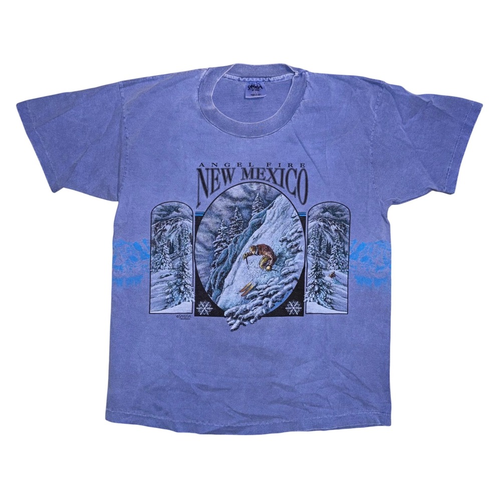 Vintage 1992 Sansegal Angel Fire New Mexico Ski T Shirt Large Single Stitch USA
